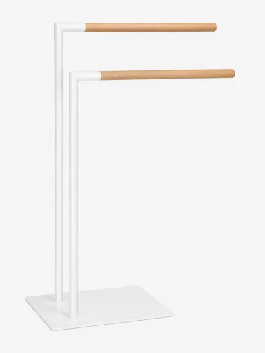 Toallero de Pie Andrea House Blanco y Madera 46x24x81 cm