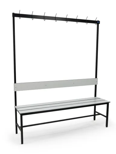 Banco Vestiário Fenólico RIVA Com Cabide, Estrutura em Aço e Assento Resistente à Humidade. Ideal Para Balneários e Ginásios.