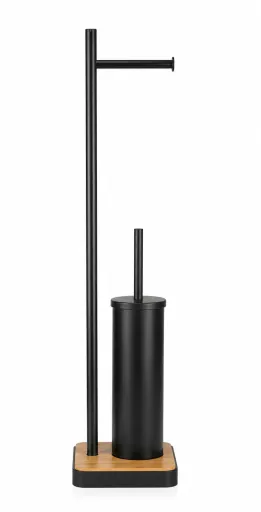 Soporte WC 2 en 1 Andrea House Negro y Bambú – 69,5 cm Diseño Moderno