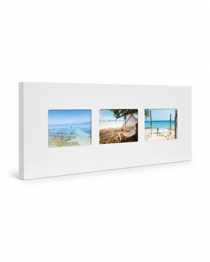 Marco de Pared Blanco Para 3 Fotos 61x23 cm