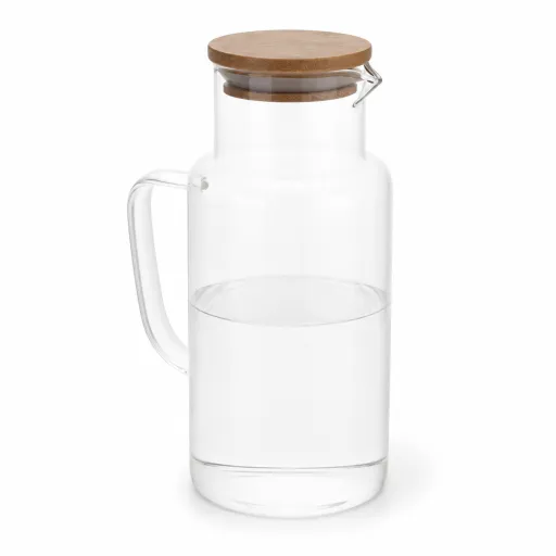 Jarra de Vidrio Con Tapa de Bambú 1 Litro 9 x 23 cm
