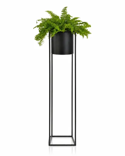 Jarrón Decorativo de Metal Negro Mate 25,5 x 25,5 x 100 cm