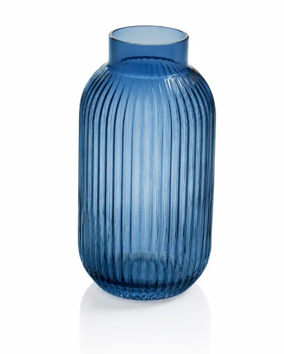 Jarrón Decorativo de Vidrio Azul Concha 15 x 30 cm