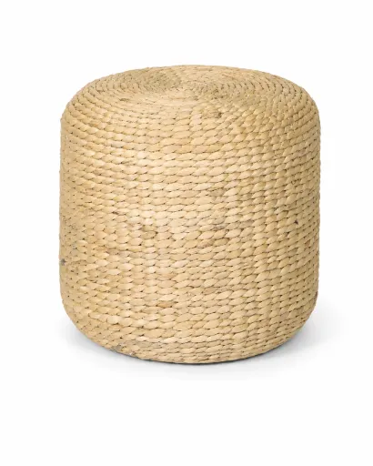 Puff/Mesa Cilíndrico de Fibras Naturales Trenzadas 42 x 40 cm