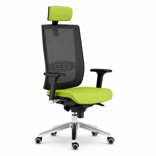 Silla Ejecutiva Ergonómica Kind Net Verde Con Respaldo de Malla y Brazos 3D