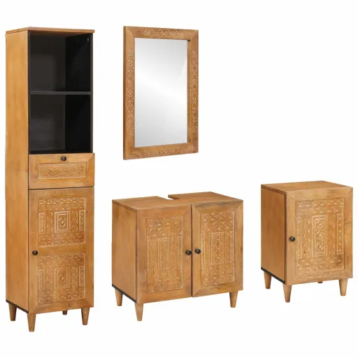 Juego de Muebles de Baño   Marrón Madera de Ingeniería (4 pcs)