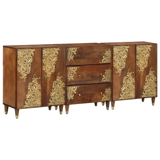 Juego de Muebles de Baño Con Cajón   Miel Marrón y Dorado (3 pcs)