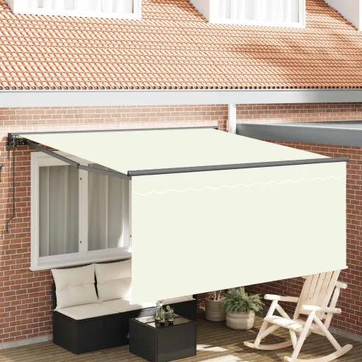 Toldo Retráctil Crema 300 x 250 cm Poliéster y Aluminio