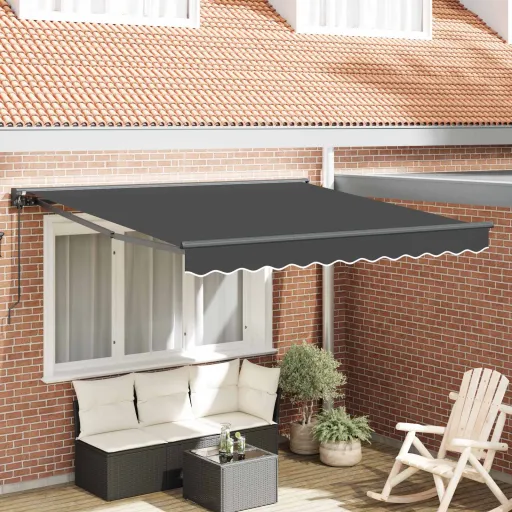 Toldo Retráctil Manual Antracita 300 x 250 cm Poliéster y Metal