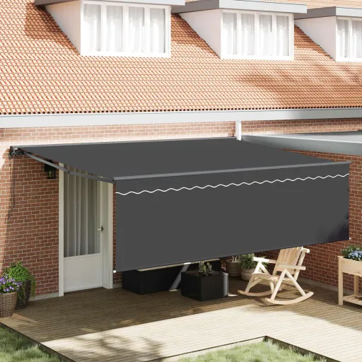 Toldo Retráctil Antracita 450 x 350 cm Poliéster y Aluminio