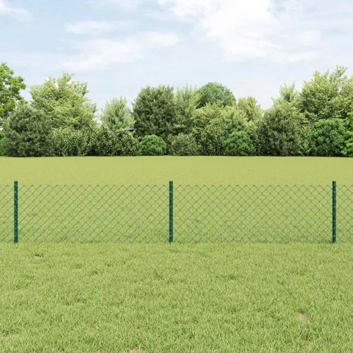 Valla Con Poste Verde 0,4 x 10 m Acero y PVC