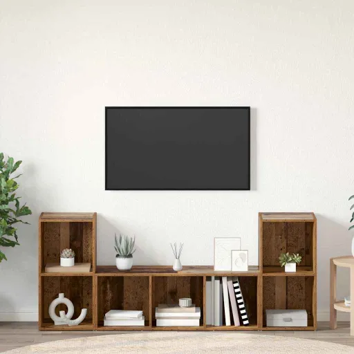 Conjunto de Mueble de TV   Marrón Madera Contrachapada (3 pcs)