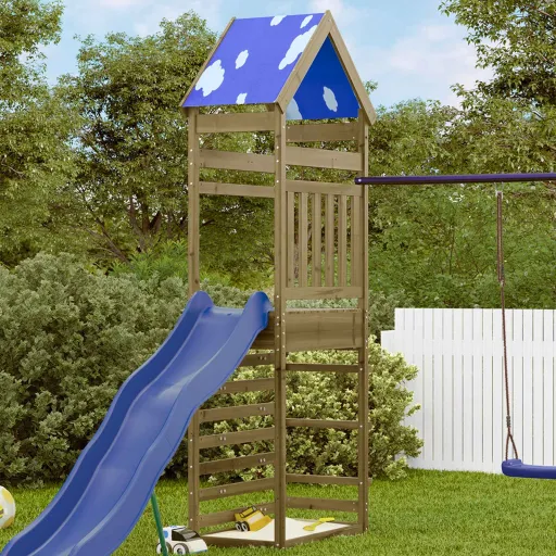 Torre de Juego Marrón Madera Sólida Impregnada