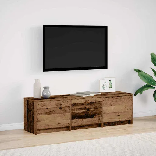 Gabinete de TV Con LEDs Madera Envejecida 140 x 34 x 40 cm