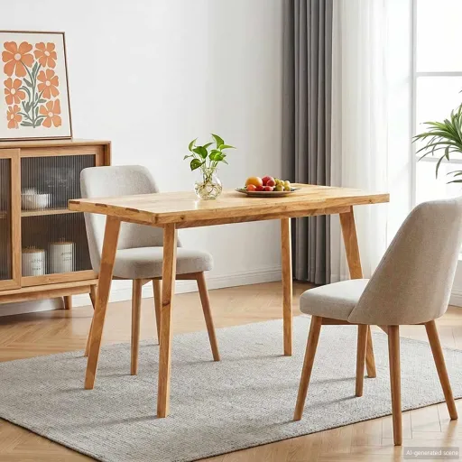 Mesa de Comedor Natural 100 x 55 x 75 cm Madera de Mango Maciza
