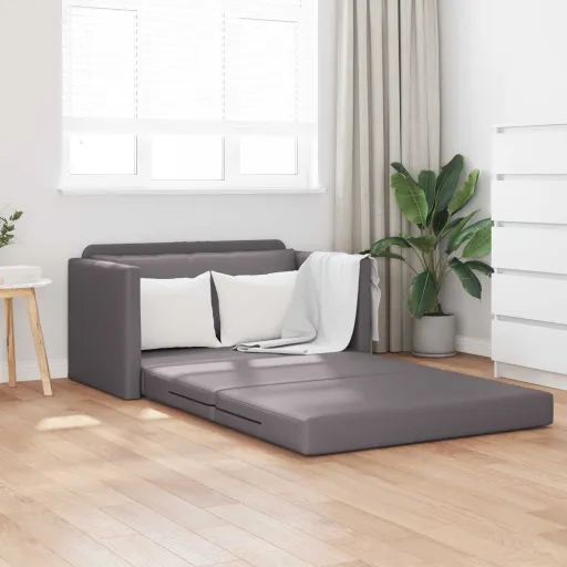 Sofá Cama 110cm Gris Cuero Artificial