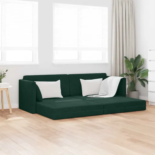 Sofá-Cama de Piso 200cm Verde Oscuro Terciopelo