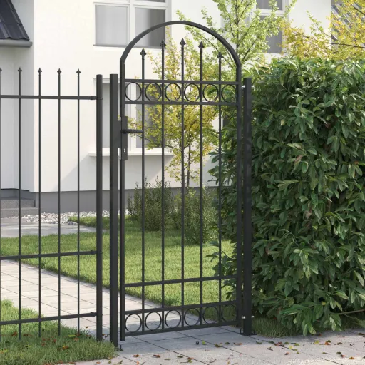 Poste de Valla Con Cerradura Gris 200 x 88 x 14 cm Acero