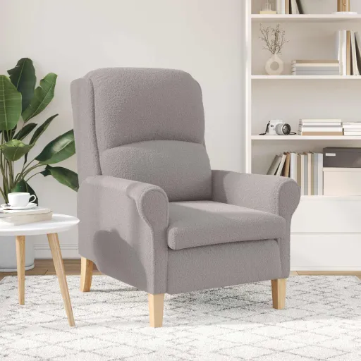 Sillón Gris Claro 76 x 94 x 102 cm Tela de Sherpa Suave