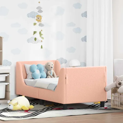 Estructura de Cama Para Niños Pequeños Con Cabecera Rosa
