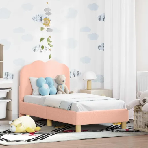 Estructura de Cama Para Niños Pequeños Con Cabecera Rosa