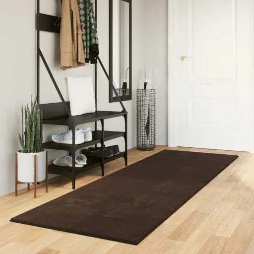 Alfombras de Área HUARTE Marrón 250 x 80 cm Poliéster