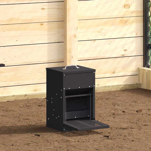 Comedero de Pedal Para Pollos Negro 25 x 42 x 40 cm