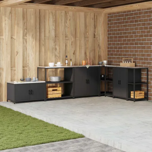 Almacenamiento de Cocina Negro 60 x 50 x 92 cm Acero
