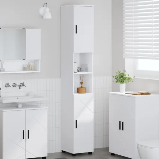 Gabinete de Baño 30 x 35 x 192 cm Madera Contrachapada & Metal