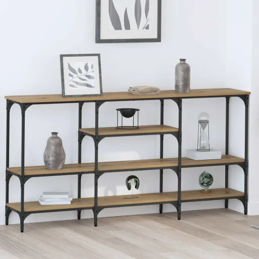Mesa Consola Con Estante Roble Artisan 160 x 29 x 80 cm