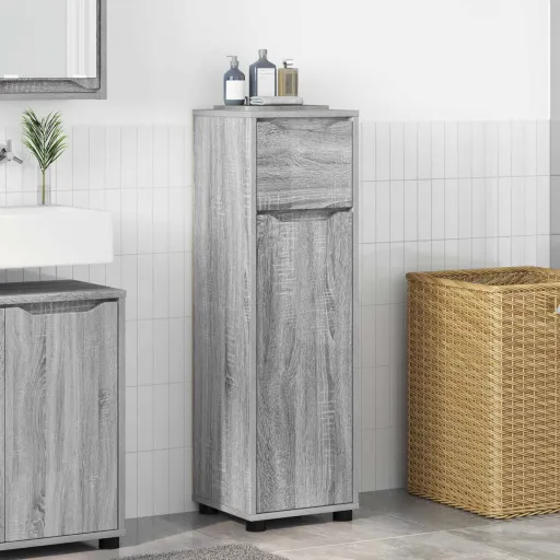 Gabinete de Baño Con Cajón Gris Sonoma 30,5 x 30 x 101 cm