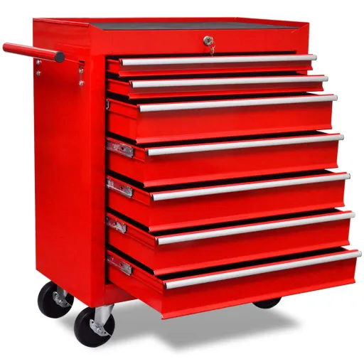 Carrito Caja de Herramientas 7 Cajones Rojo