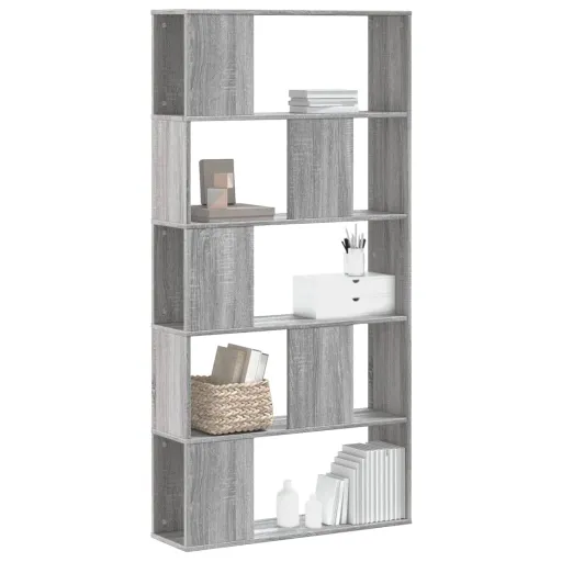Librería de 5 Niveles Madera Gris Sonoma 80,5x23,5x162,5 cm