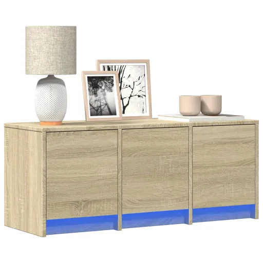 Mueble de TV LED Madera de Ingeniería Roble Sonoma 97x34x40 cm