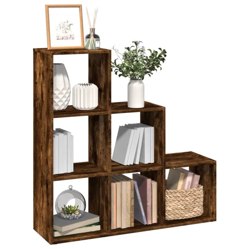 Librería Divisor 3 Niveles Madera Roble Ahumado 99x29x99 cm