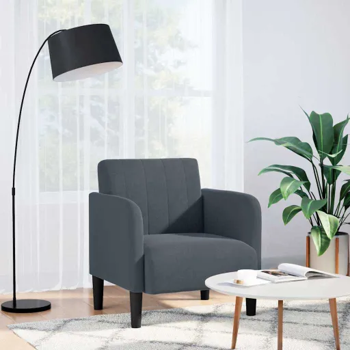 Sillón Con Reposabrazos Terciopelo Gris Oscuro 54 cm