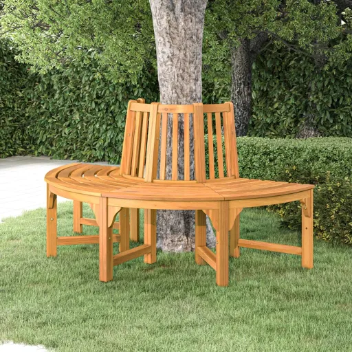 Banco de Árbol Semicircular Madera Maciza Eucalipto Ø160 cm