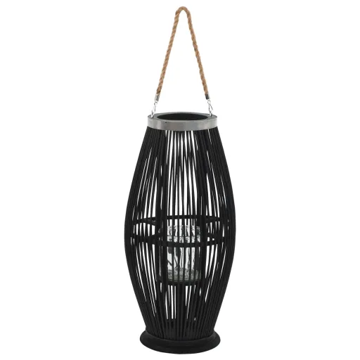 Portavelas Colgante Bambú Negro 60 cm
