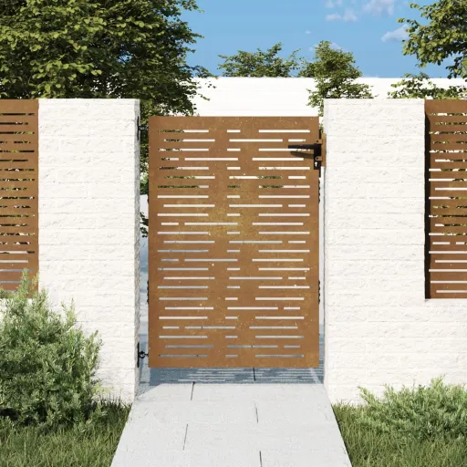 Puerta de Jardín Acero Corten Diseño Cuadrado 85x125 cm
