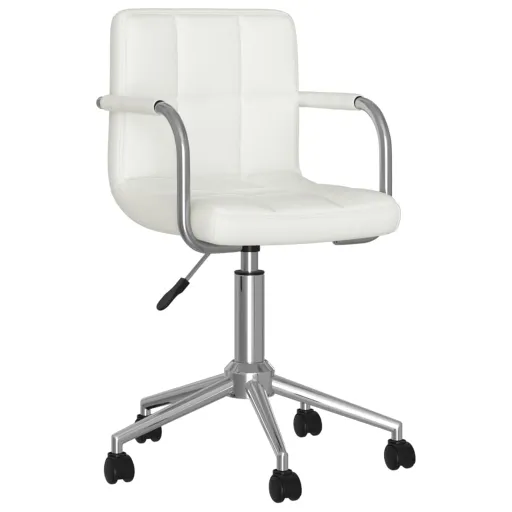 Silla de Comedor Giratoria Cuero Sintético Blanco