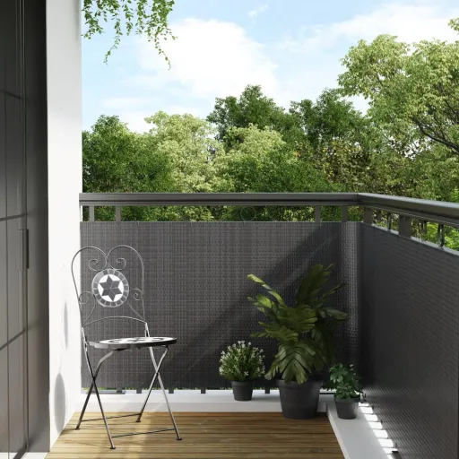 Toldo Para Balcón Ratán Sintético Gris Antracita 400x90 cm