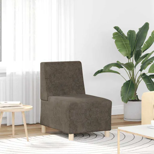 Sofá Modular  Sin Brazos Gris Oscuro 55 cm Piel Sintética