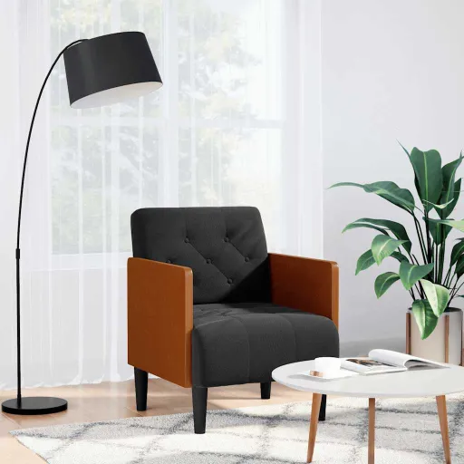 Sillón Con Reposabrazos Terciopelo Negro 55 cm