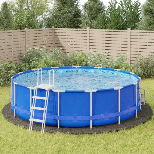 Tapiz de Suelo Piscina Geotextil de Poliéster Gris Claro Ø550cm