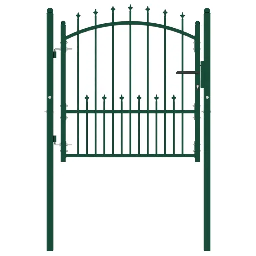 Puerta de Valla Con Picos Acero Verde 100x100 cm