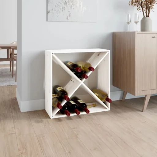Botellero de Madera Maciza de Pino Blanco 62x25x62 cm