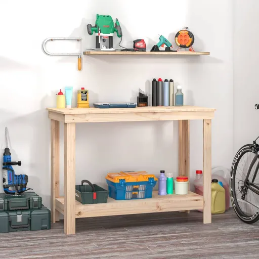 Banco de Trabajo de Madera Maciza de Pino 110x50x80 cm