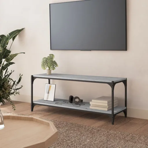 Mueble Para TV Contrachapada y Acero Gris Sonoma 100x33x41 cm