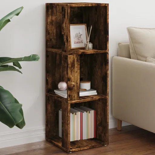 Mueble Esquina Madera Contrachapada Roble Ahumado 33x33x100 cm