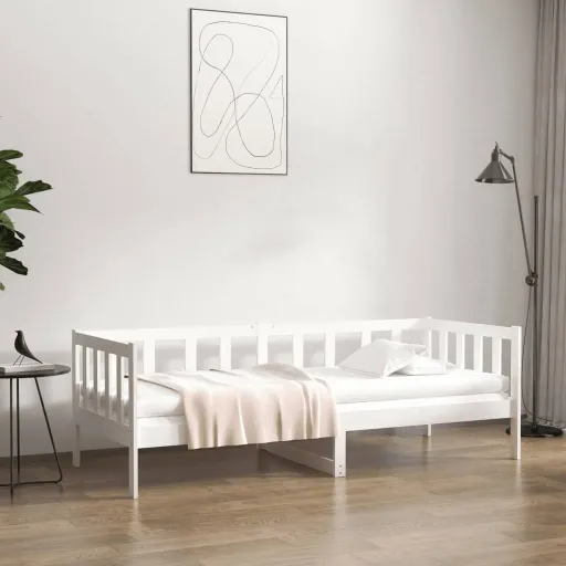 Sofá Cama Sin Colchón Madera Maciza de Pino Blanco 90x190 cm